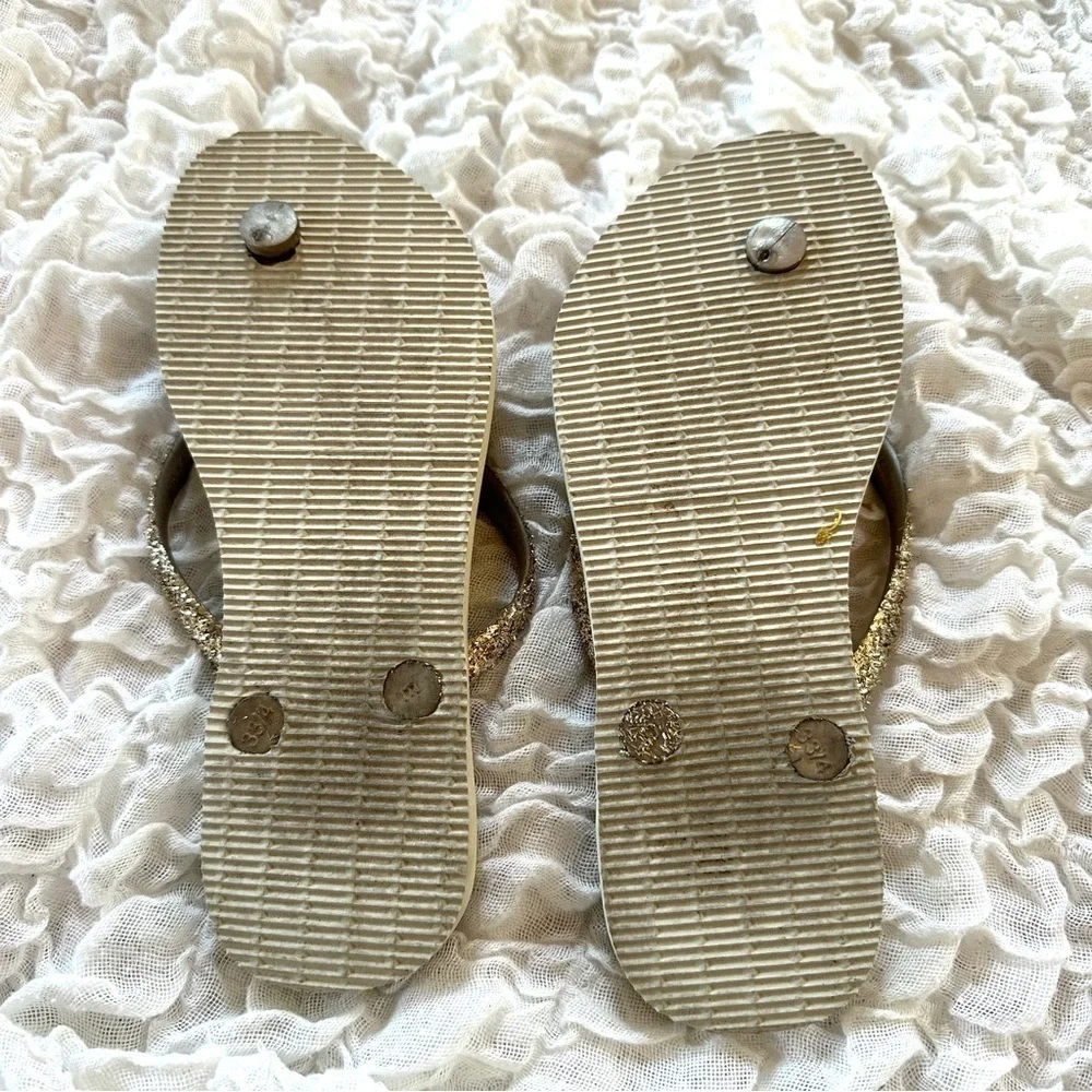 Havaianas Slim Glitter Flip Flops Gold Youth 3/4 EU 35 36